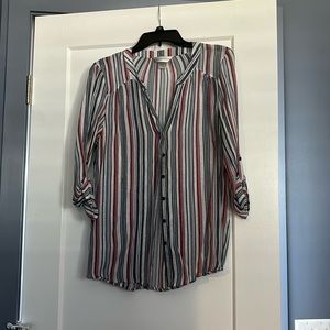 Fun striped button down with button up sleeves